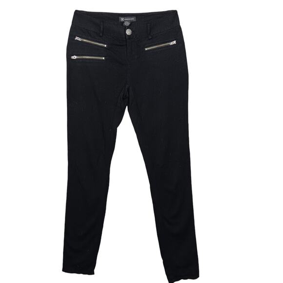 INC International Concepts Skinny Pants Size 0 Black Stretchy Zippered Pockets - Picture 1 of 5